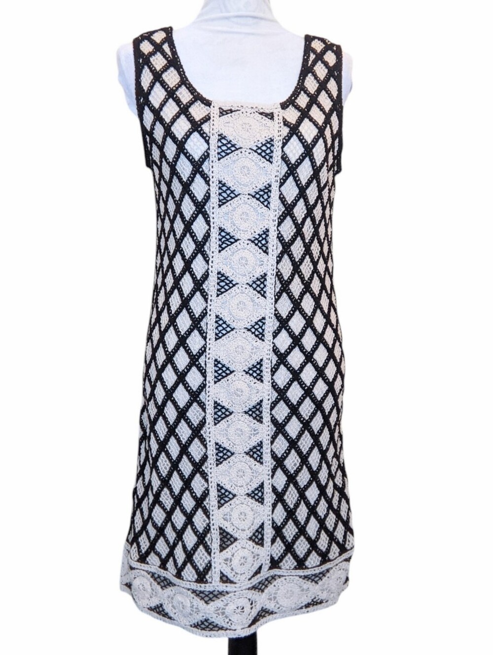 CACHE Crochet Sheath Dress  Knee-length Lined Wedding Guest Garden Party Medium